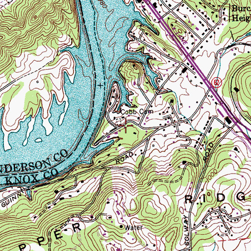 Topographic Map of Cobb Cemetery, TN