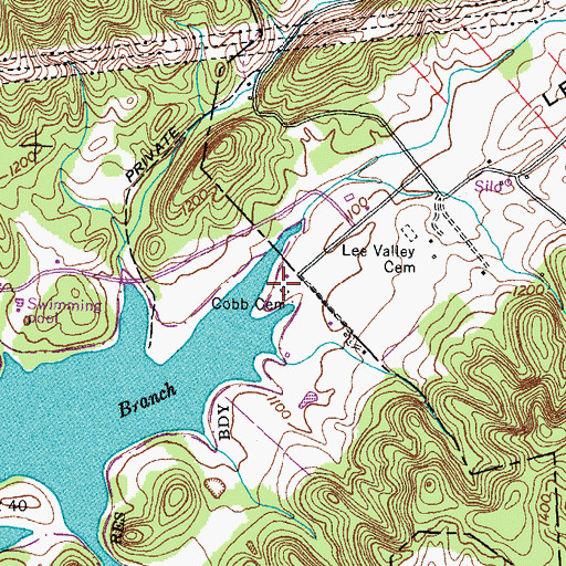 Topographic Map of Cobb Cemetery, TN