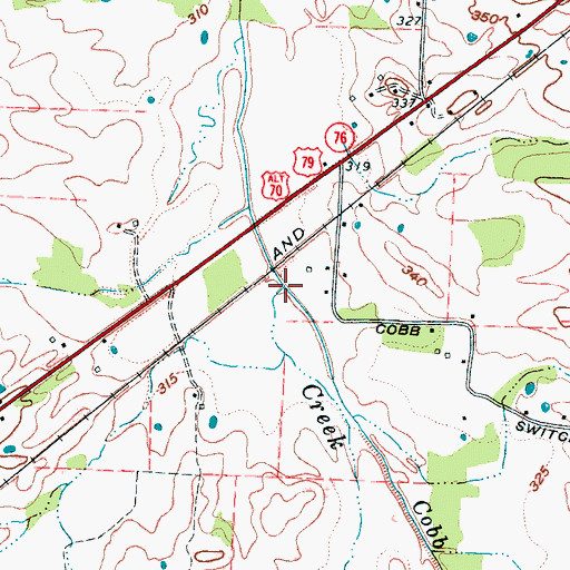 Topographic Map of Cobb Creek, TN