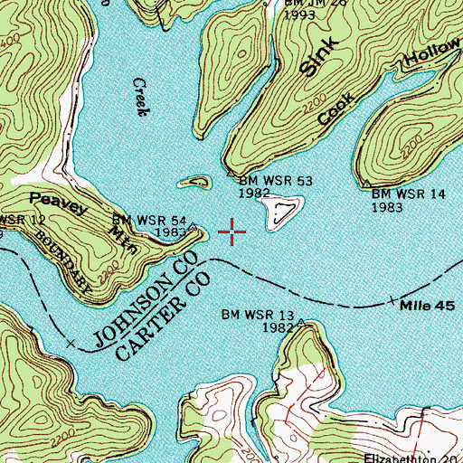 Topographic Map of Cobb Creek, TN