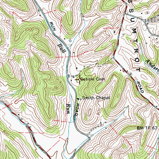 Topographic Map of Cobble Cemetery, TN