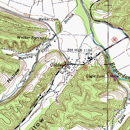 Topographic Map of Coble, TN
