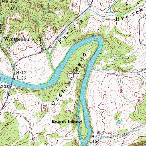 Topographic Map of Cochran Bend, TN