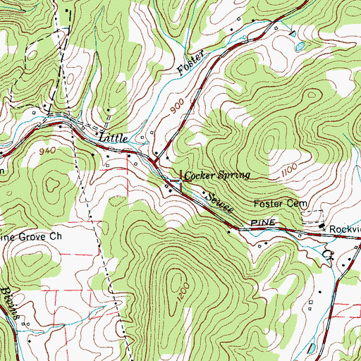 Topographic Map of Cocker Spring, TN