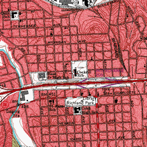 Topographic Map of Cockrill School, TN