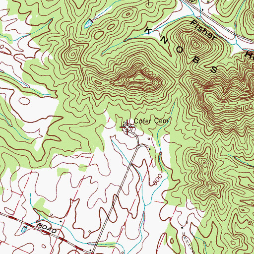 Topographic Map of Cofer Cemetery, TN