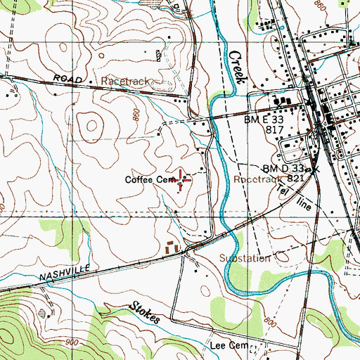 Topographic Map of Coffee Cemetery, TN