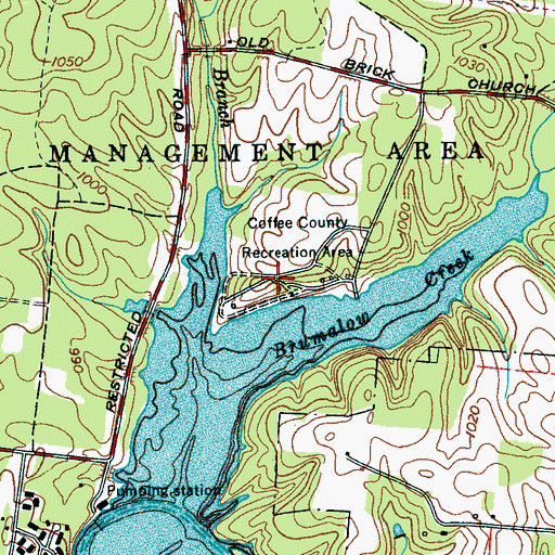 Topographic Map of Coffee County Recreation Area, TN