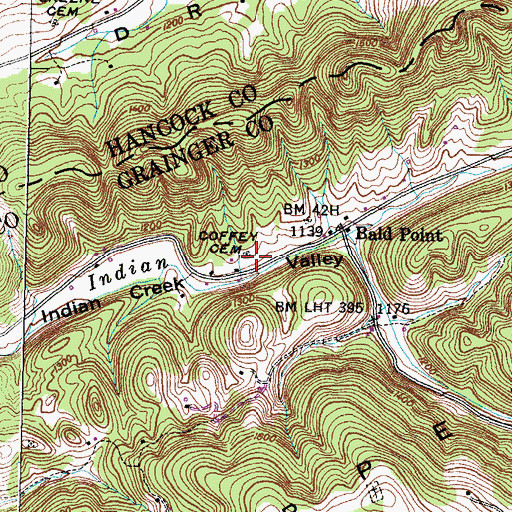 Topographic Map of Coffey Cemetery, TN