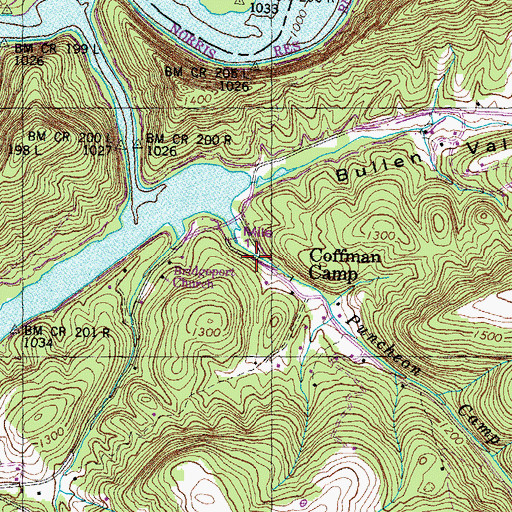 Topographic Map of Coffman Camp, TN