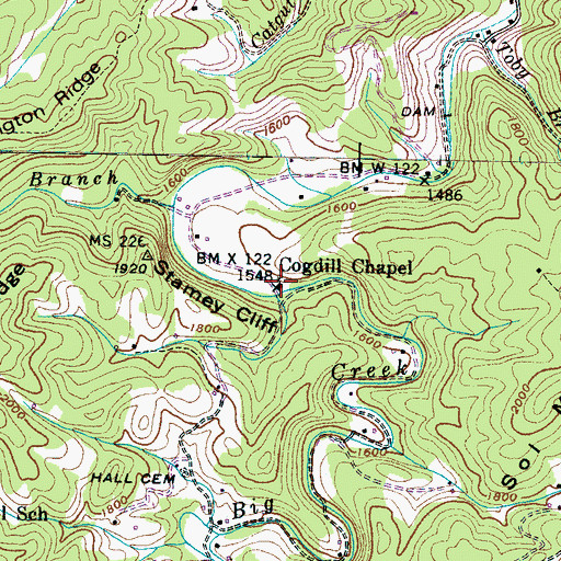 Topographic Map of Cogdill Chapel, TN