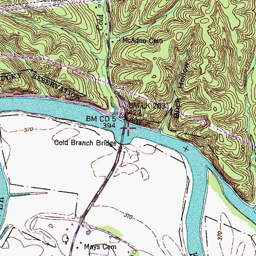 Topographic Map of Cold Branch Bridge, TN