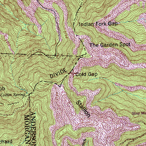 Topographic Map of Cold Gap, TN