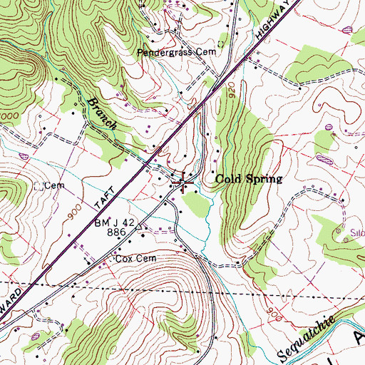 Topographic Map of Cold Spring, TN