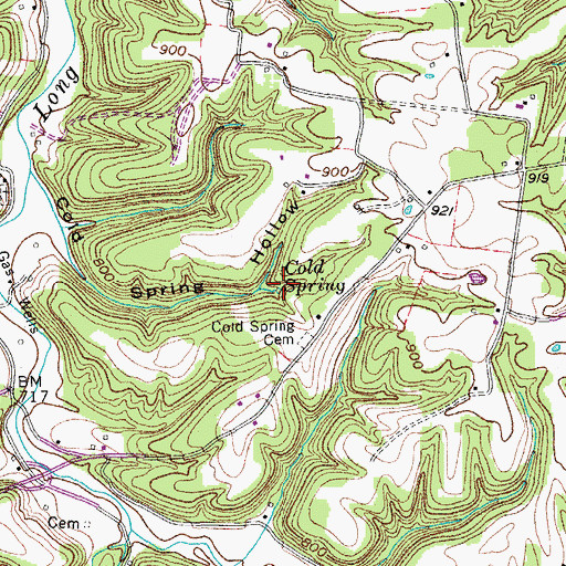 Topographic Map of Cold Spring, TN