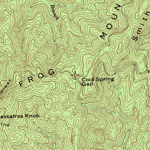 Topographic Map of Cold Spring Gap, TN