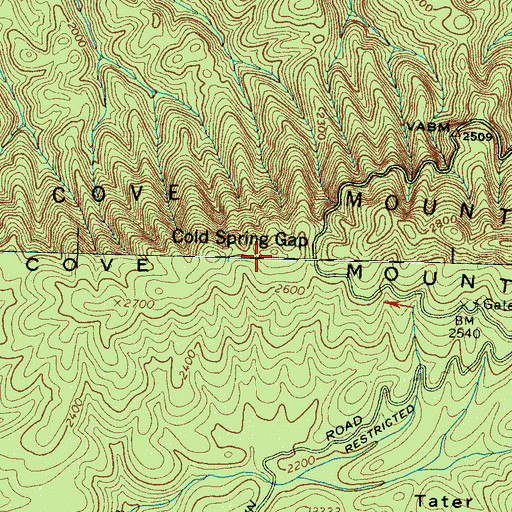 Topographic Map of Cold Spring Gap, TN