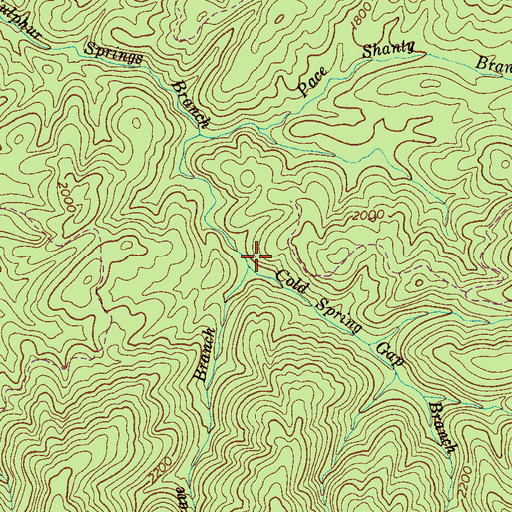 Topographic Map of Cold Spring Gap Branch, TN