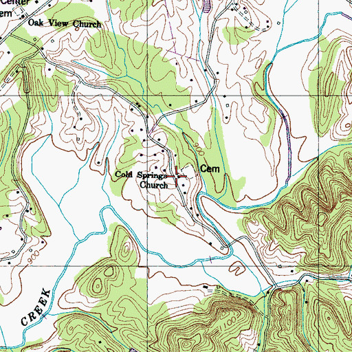 Topographic Map of Cold Springs Church, TN