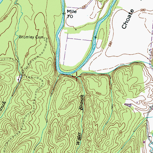 Topographic Map of Cold Water Branch, TN
