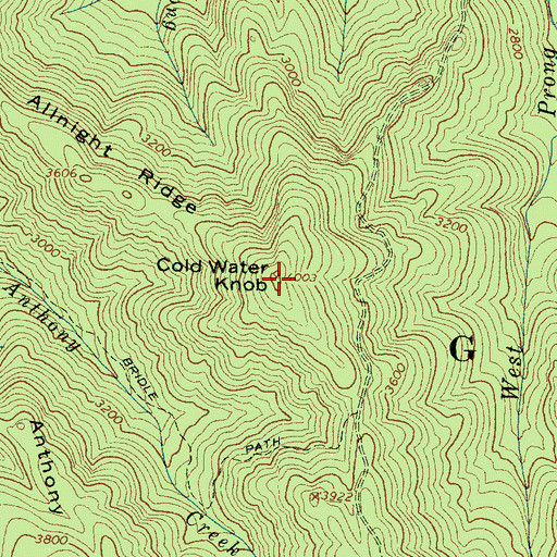 Topographic Map of Cold Water Knob, TN