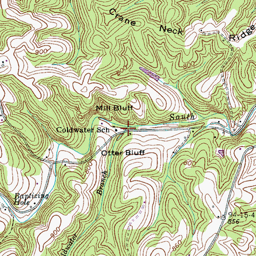 Topographic Map of Coldwater Branch, TN