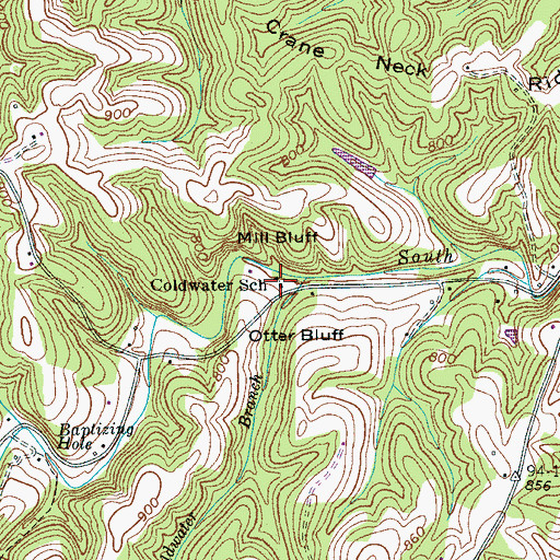 Topographic Map of Coldwater School, TN