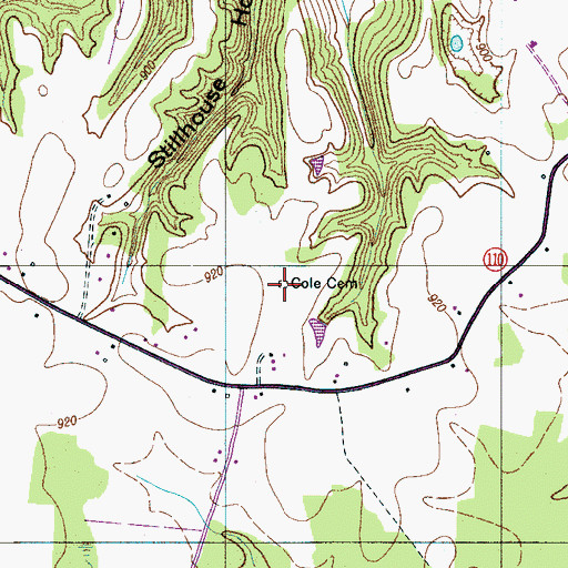 Topographic Map of Cole Cemetery, TN