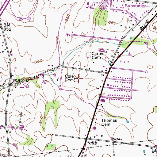 Topographic Map of Cole Cemetery, TN