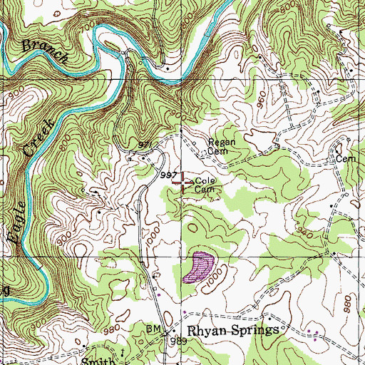 Topographic Map of Cole Cemetery, TN