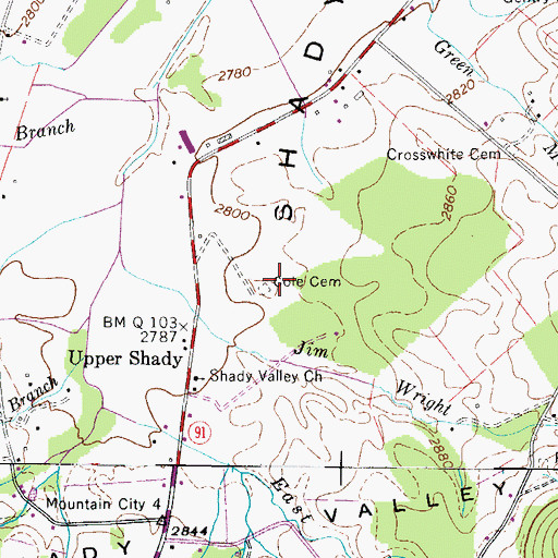 Topographic Map of Cole Cemetery, TN