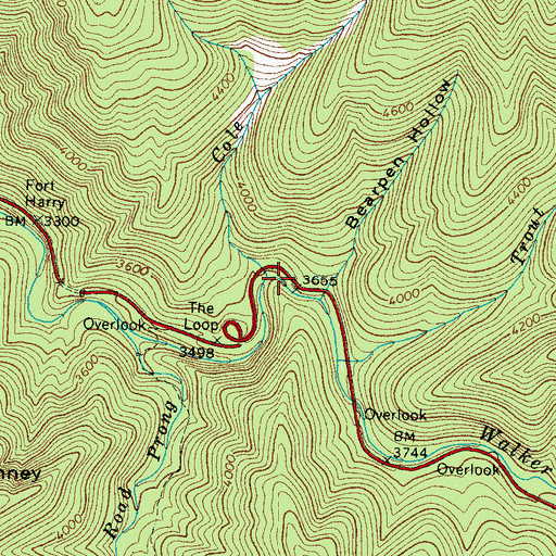 Topographic Map of Cole Creek, TN