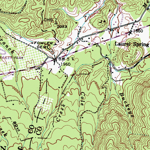 Topographic Map of Cole Creek, TN