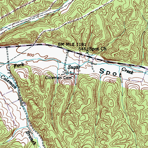 Topographic Map of Coleman Cemetery, TN