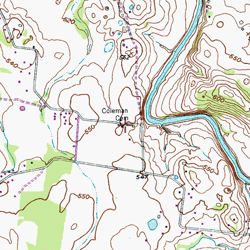 Topographic Map of Coleman Cemetery, TN