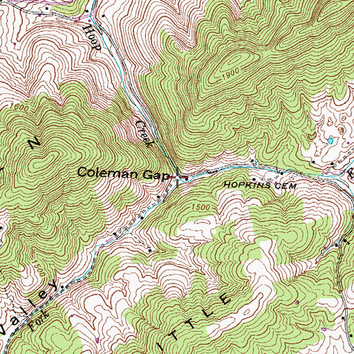 Topographic Map of Coleman Gap, TN