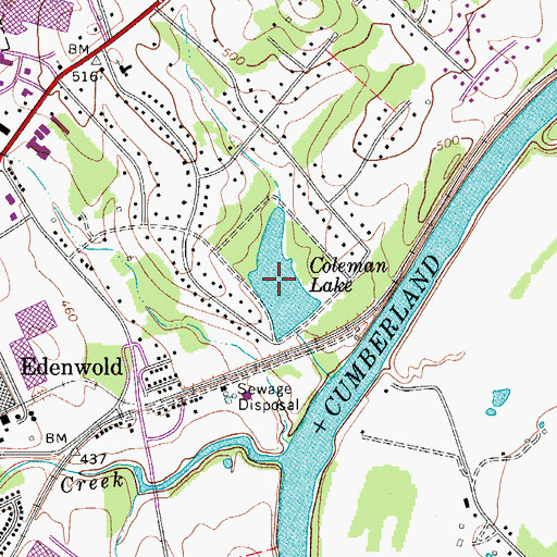 Topographic Map of Coleman Lake, TN