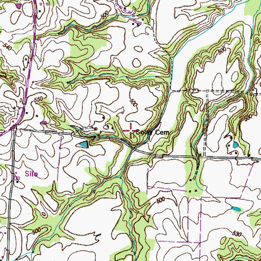 Topographic Map of Coley Cemetery, TN