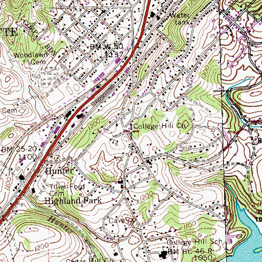 Topographic Map of College Hill Church, TN