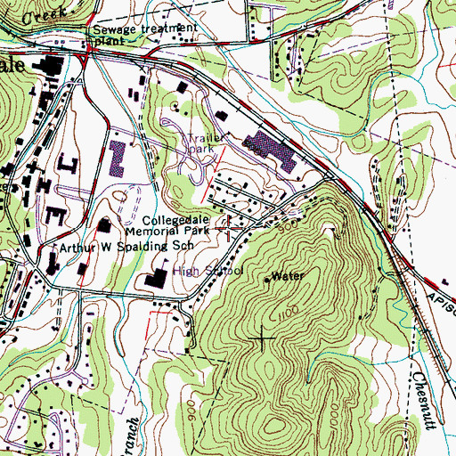 Topographic Map of Collegedale Memorial Park, TN