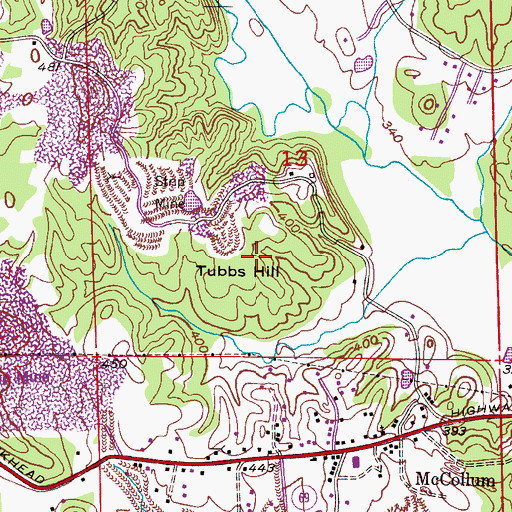 Topographic Map of Tubbs Hill, AL