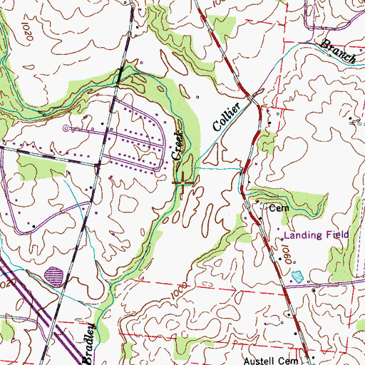 Topographic Map of Collier Branch, TN