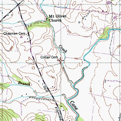 Topographic Map of Collier Cemetery, TN