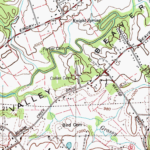 Topographic Map of Collier Cemetery, TN