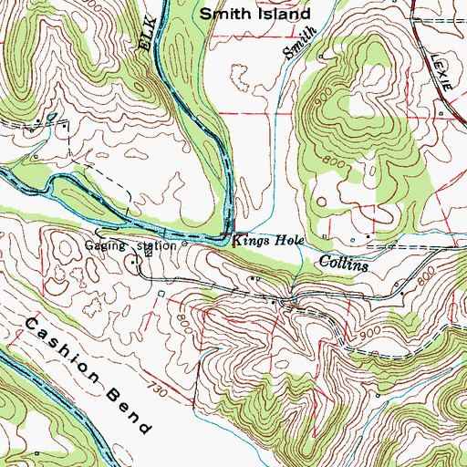 Topographic Map of Collins Branch, TN