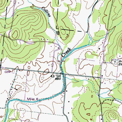Topographic Map of Collins Branch, TN