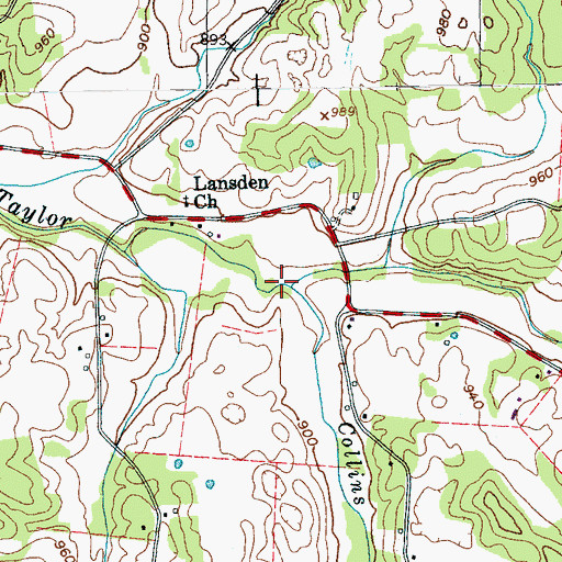 Topographic Map of Collins Branch, TN