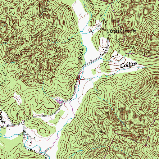 Topographic Map of Collins Branch, TN
