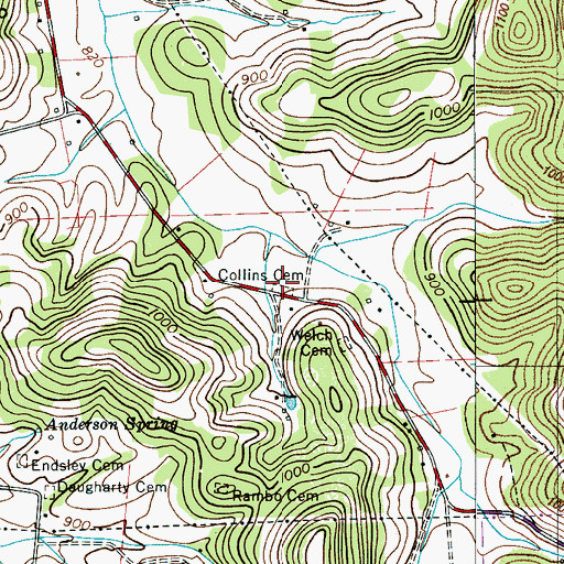 Topographic Map of Collins Cemetery, TN