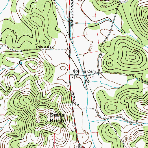 Topographic Map of Collins Cemetery, TN